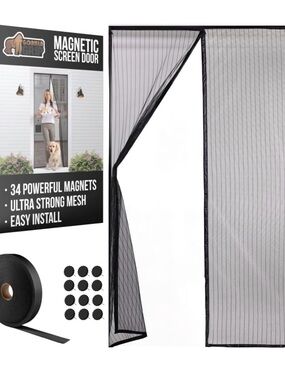 Gorilla Grip Magnetic Screen Door - Black